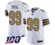 Men's New Orleans Saints #99 Shy Tuttle Limited White Rush Vapor Untouchable 100th Season Football Jersey
