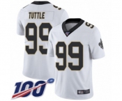 Men's New Orleans Saints #99 Shy Tuttle White Vapor Untouchable Limited Player 100th Season Football Jersey