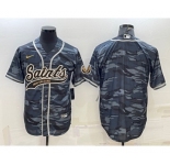 Men's New Orleans Saints Blank Grey Camo With Patch Cool Base Stitched Baseball Jersey