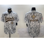 Men's New Orleans Saints Team Big Logo 2024 Arctic Camo Salute To Service Stitched Baseball Jersey