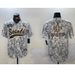 Men's New Orleans Saints Team Big Logo 2024 Arctic Camo Salute To Service Stitched Baseball Jerseys