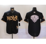 Men's New Orleans Saints Team Big Logo Black Cool Base Stitched Baseball Jersey