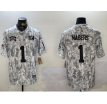 Men's New York Giants #1 Malik Nabers 2024 F.U.S.E Arctic Camo Salute To Service Limited Stitched Football Jersey