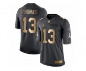 Men's Nike New Orleans Saints #13 Michael Thomas Limited Black Gold Salute to Service NFL Jersey