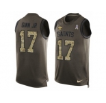 Men's Nike New Orleans Saints #17 Ted Ginn Jr Limited Green Salute to Service Tank Top NFL Jersey
