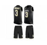 Men's Nike New Orleans Saints #3 Bobby Hebert Limited Black Tank Top Suit NFL Jersey