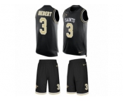 Men's Nike New Orleans Saints #3 Bobby Hebert Limited Black Tank Top Suit NFL Jersey