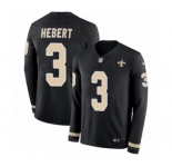 Men's Nike New Orleans Saints #3 Bobby Hebert Limited Black Therma Long Sleeve NFL Jersey