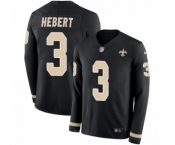 Men's Nike New Orleans Saints #3 Bobby Hebert Limited Black Therma Long Sleeve NFL Jersey