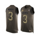 Men's Nike New Orleans Saints #3 Bobby Hebert Limited Green Salute to Service Tank Top NFL Jersey