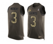 Men's Nike New Orleans Saints #3 Bobby Hebert Limited Green Salute to Service Tank Top NFL Jersey
