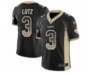 Men's Nike New Orleans Saints #3 Wil Lutz Limited Black Rush Drift Fashion NFL Jersey