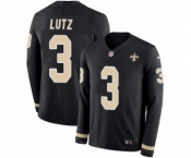 Men's Nike New Orleans Saints #3 Wil Lutz Limited Black Therma Long Sleeve NFL Jersey
