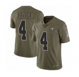 Men's Nike New Orleans Saints #4 Tom Savage Limited Olive 2017 Salute to Service NFL Jersey