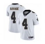 Men's Nike New Orleans Saints #4 Tom Savage White Vapor Untouchable Limited Player NFL Jersey