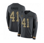 Men's Nike New Orleans Saints #41 Alvin Kamara Limited Black Salute to Service Therma Long Sleeve NFL Jersey