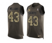 Men's Nike New Orleans Saints #43 Marcus Williams Limited Green Salute to Service Tank Top NFL Jersey