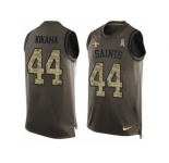 Men's Nike New Orleans Saints #44 Hau'oli Kikaha Limited Green Salute to Service Tank Top NFL Jersey
