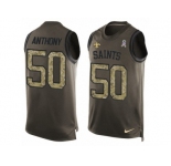 Men's Nike New Orleans Saints #50 Stephone Anthony Limited Green Salute to Service Tank Top NFL Jersey