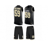 Men's Nike New Orleans Saints #59 Dannell Ellerbe Limited Black Tank Top Suit NFL Jersey