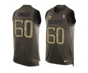 Men's Nike New Orleans Saints #60 Max Unger Limited Green Salute to Service Tank Top NFL Jersey