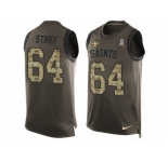 Men's Nike New Orleans Saints #64 Zach Strief Limited Green Salute to Service Tank Top NFL Jersey