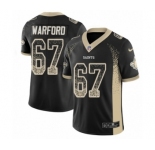 Men's Nike New Orleans Saints #67 Larry Warford Limited Black Rush Drift Fashion NFL Jersey