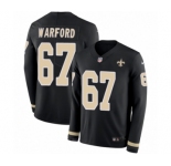 Men's Nike New Orleans Saints #67 Larry Warford Limited Black Therma Long Sleeve NFL Jersey