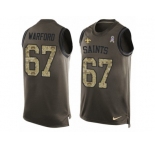 Men's Nike New Orleans Saints #67 Larry Warford Limited Green Salute to Service Tank Top NFL Jersey