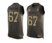 Men's Nike New Orleans Saints #67 Larry Warford Limited Green Salute to Service Tank Top NFL Jersey