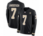 Men's Nike New Orleans Saints #7 Morten Andersen Limited Black Therma Long Sleeve NFL Jersey