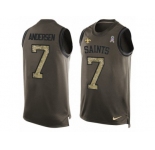 Men's Nike New Orleans Saints #7 Morten Andersen Limited Green Salute to Service Tank Top NFL Jersey