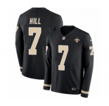 Men's Nike New Orleans Saints #7 Taysom Hill Limited Black Therma Long Sleeve NFL Jersey