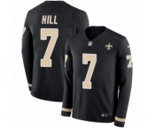 Men's Nike New Orleans Saints #7 Taysom Hill Limited Black Therma Long Sleeve NFL Jersey
