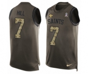 Men's Nike New Orleans Saints #7 Taysom Hill Limited Green Salute to Service Tank Top NFL Jersey