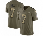 Men's Nike New Orleans Saints #7 Taysom Hill Limited Olive Camo 2017 Salute to Service NFL Jersey