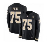 Men's Nike New Orleans Saints #75 Andrus Peat Limited Black Therma Long Sleeve NFL Jersey