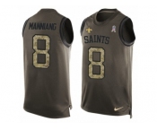Men's Nike New Orleans Saints #8 Archie Manning Limited Green Salute to Service Tank Top NFL Jersey