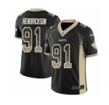 Men's Nike New Orleans Saints #91 Trey Hendrickson Limited Black Rush Drift Fashion NFL Jersey