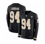 Men's Nike New Orleans Saints #94 Cameron Jordan Limited Black Therma Long Sleeve NFL Jersey