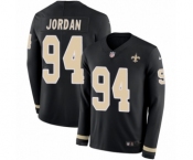 Men's Nike New Orleans Saints #94 Cameron Jordan Limited Black Therma Long Sleeve NFL Jersey