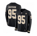 Men's Nike New Orleans Saints #95 Tyeler Davison Limited Black Therma Long Sleeve NFL Jersey