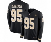 Men's Nike New Orleans Saints #95 Tyeler Davison Limited Black Therma Long Sleeve NFL Jersey