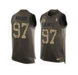 Men's Nike New Orleans Saints #97 Paul Kruger Limited Green Salute to Service Tank Top NFL Jersey