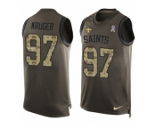 Men's Nike New Orleans Saints #97 Paul Kruger Limited Green Salute to Service Tank Top NFL Jersey