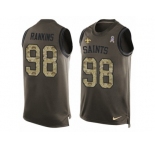 Men's Nike New Orleans Saints #98 Sheldon Rankins Limited Green Salute to Service Tank Top NFL Jersey