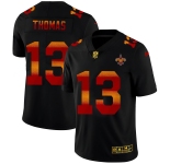 New Orleans Saints #13 Michael Thomas Men's Black Nike Red Orange Stripe Vapor Limited NFL Jersey