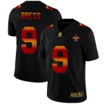 New Orleans Saints #9 Drew Brees Men's Black Nike Red Orange Stripe Vapor Limited NFL Jersey