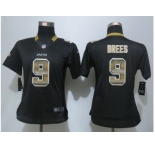 Women New Nike Orleans Saints #9 Brees Black Strobe Jerseys