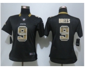 Women New Nike Orleans Saints #9 Brees Black Strobe Jerseys